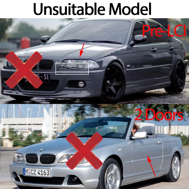 Par De Parrillas Delanteras De Fibra De Carbono Para BMW E46 Sedán 2002-2006 - Estilo Vertical, ABS De Alta Calidad