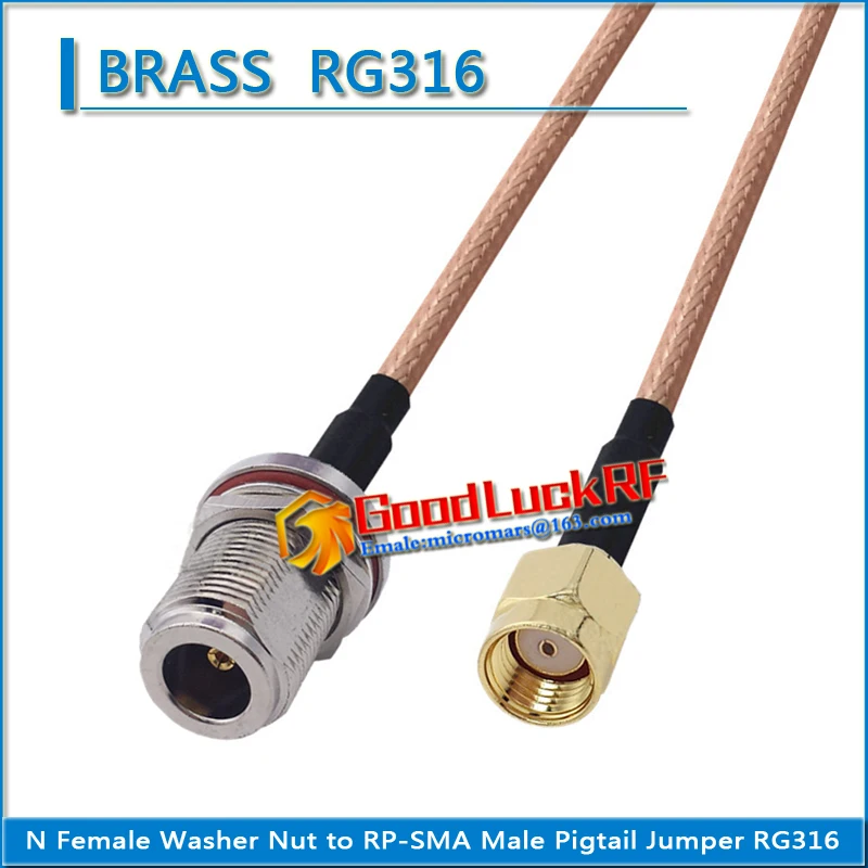 

1X Pcs N Female Washer O-ring Bulkhead Mount Nut to RP-SMA RPSMA RP SMA Male Coaxial Pigtail Jumper RG316 extend Cable