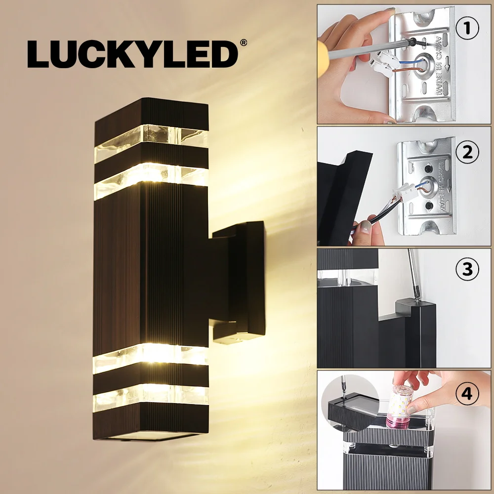 LED Wall Lamp Decor Wall Light LED E27 Bulb Waterproof socket Plastic Sconce Outdoor External Stairs Lights Entrance Fixture