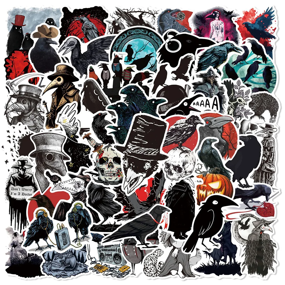 10/30/50Pcs Horror Crow Gothic Heks Stickers Decals Decoratie Koffer Scrapbooking Telefoon Laptop Briefpapier Cool Kid sticker