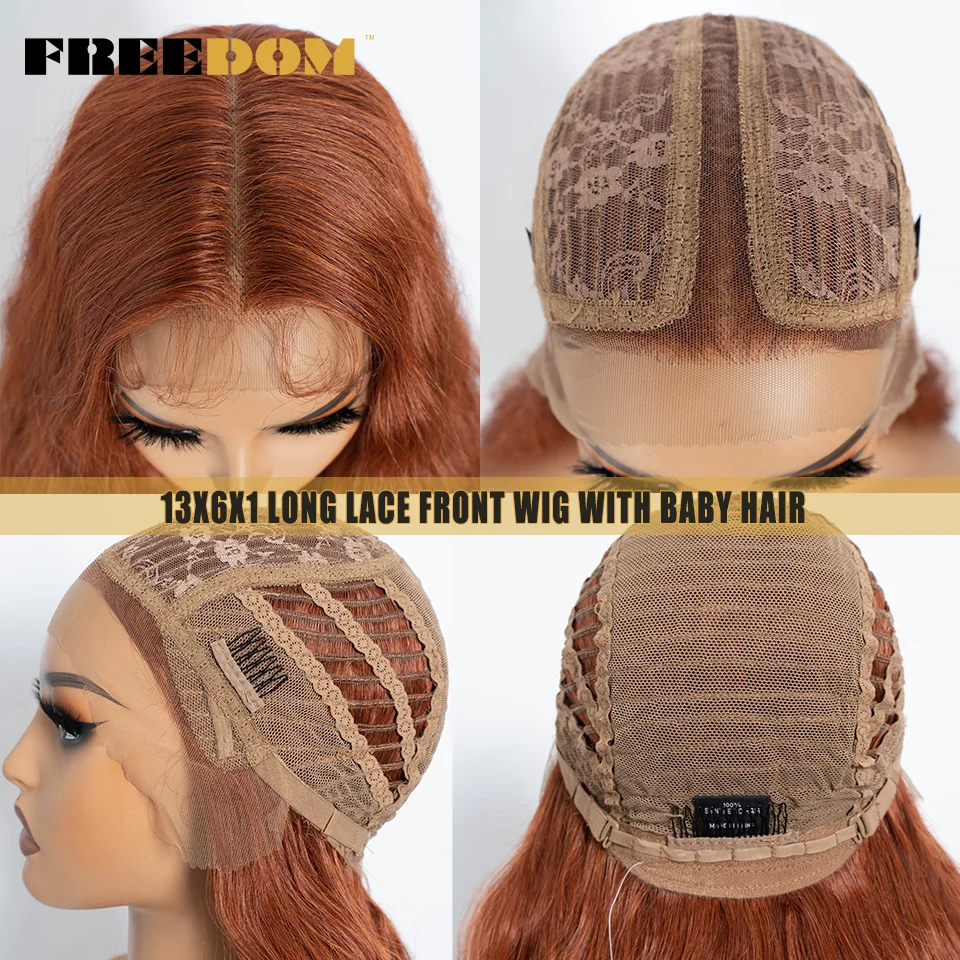 FREEDOM Synthetic Lace Front Wigs For Women 42" Long Curly Wig 6" Deep Part Lace Wig Black Ginger Cosplay Wigs Local Shipping 5