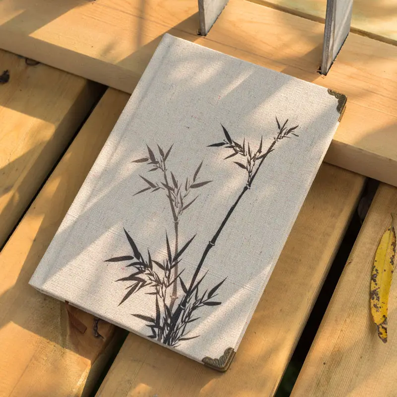 

A5 Cute Product Literary Retro Diary Linen A5 Notebook Horizontal Line Notepad Chinese Flowers Creative Gifts