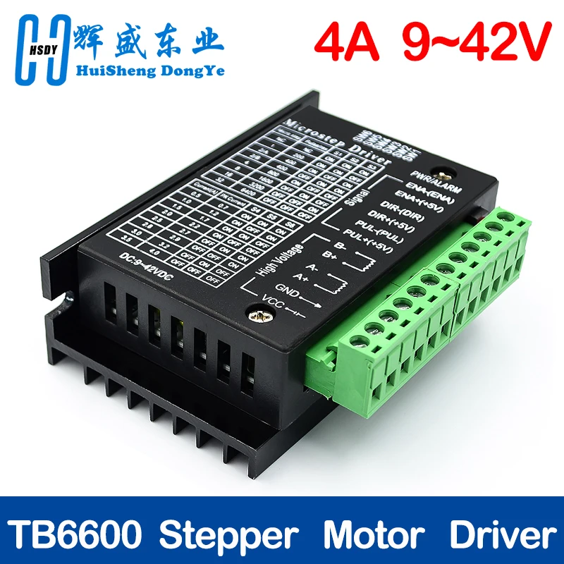 TB6600 Драйвер шагового двигателя 4A 9 ~ 42 в TTL 32 Micro-Step CNC 1 Ось Новый 2 или 4-фазный шаговый мотоцикл 42, 57, 86