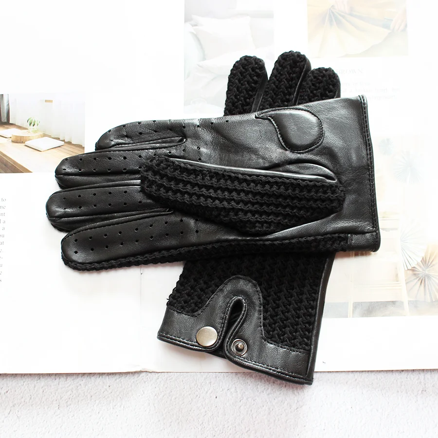 Women's Thin Sheepskin Motorcycle Riding Gloves Touch Screen Genuine Leather Spring and Autumn Sun Protection Driving Gloves