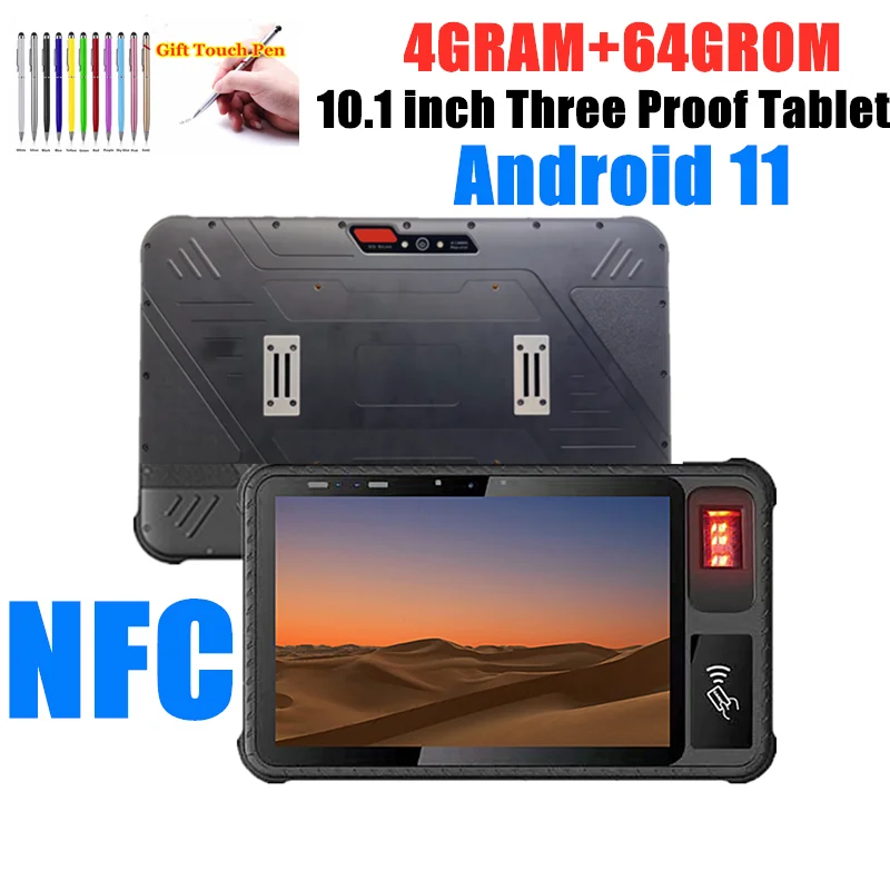 10.1 INCH T801 Android 11 Three Defense NFC Tablet 4GRAM 64GROM 4G LTE Phone Call MTK 6765 Octa Core Dual SIM Card WIFI 2 Camera