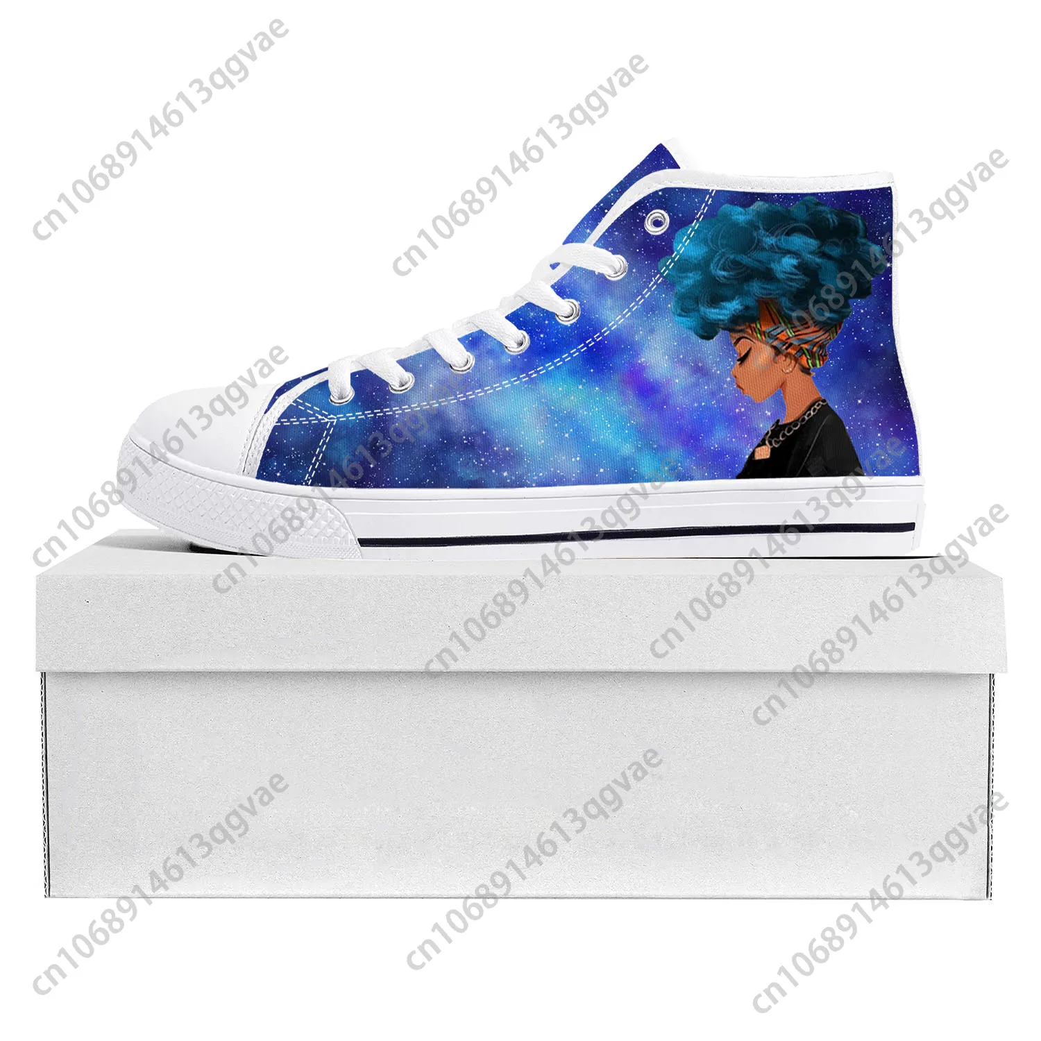 African Woman Black Pop High Top High Quality Sneakers Mens Womens Teenager Canvas Sneaker Casual Couple Shoes Custom Shoe White