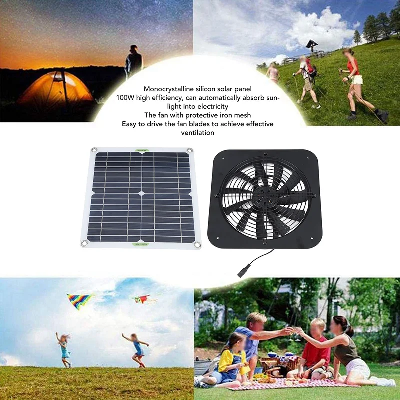 100w 12V Solar panel angetriebener Lüfter 10 Zoll Mini-Ventilator Solar-Abluft  ventilator für Hund Hühner haus Gewächshaus RV Auto Lüfter Ladegerät -  AliExpress