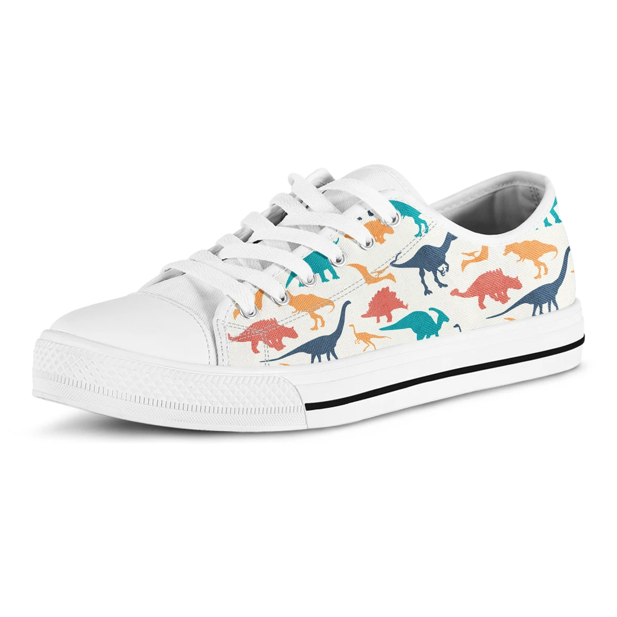 Cartoon Dinosaur Shoes For Adults Breath Comfort Women's Designer Low Top Shoes Student Casual Canvas Zapatillas