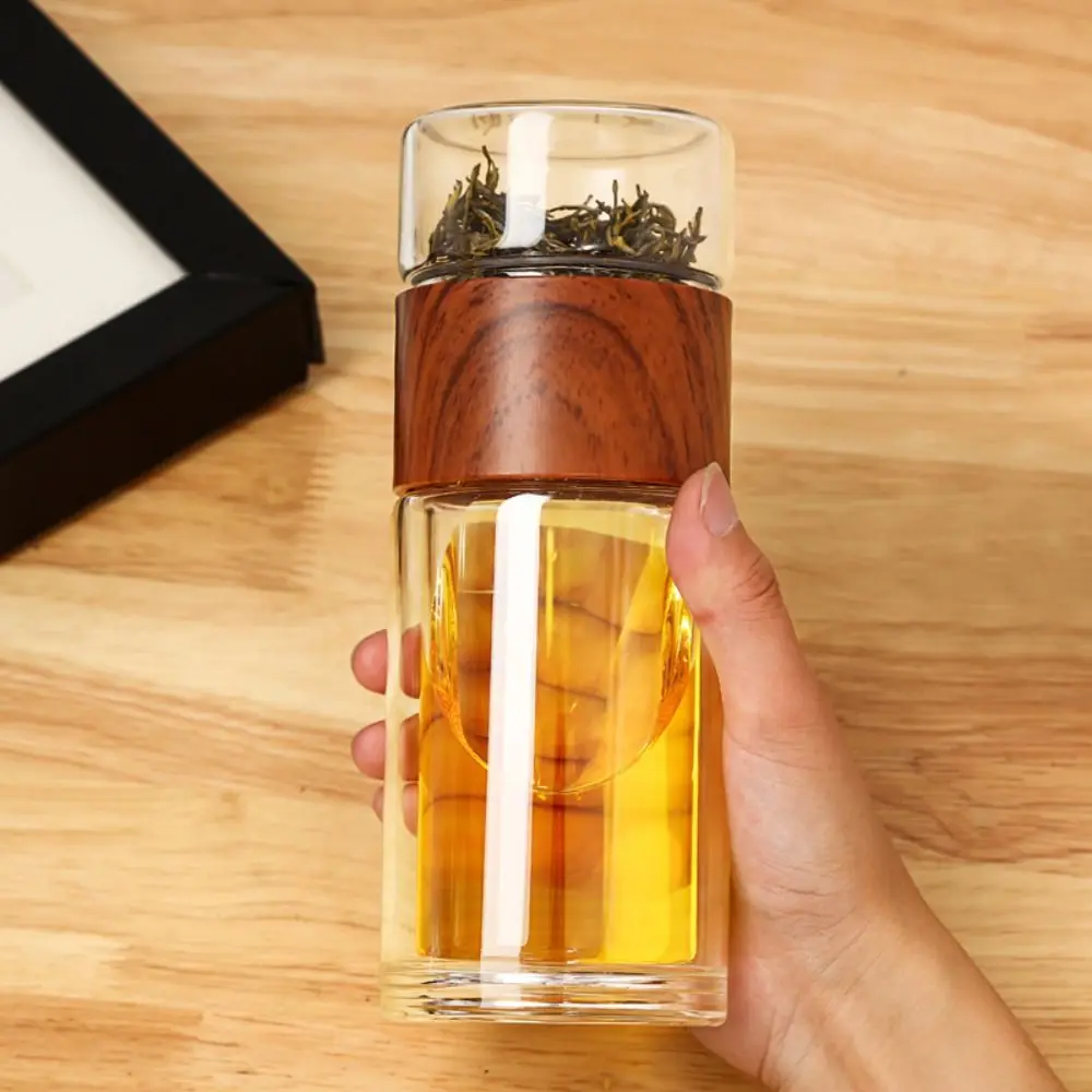 200ML Tea Water Bottle High Borosilicate Glass Double Layer Tea Water Cup Infuser Bottle With Filter Tumbler Drinkware
