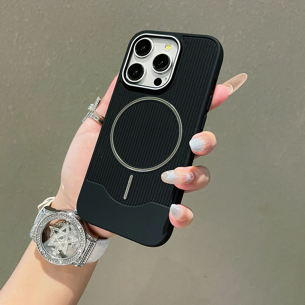 Luxury Vertical Striped Magnetic Phone Case - Color Stripe Protective Cover