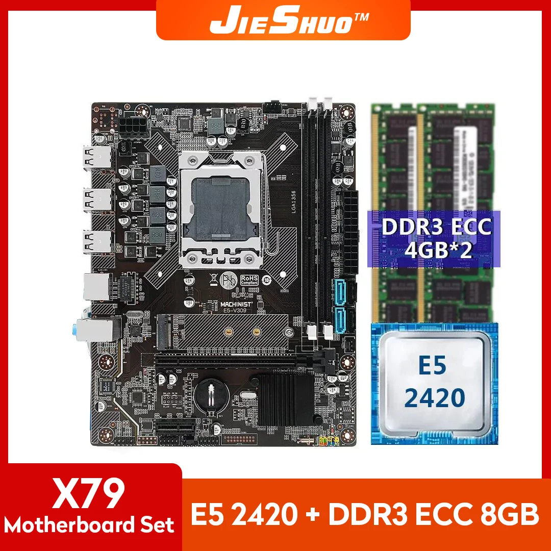 

JIESHUO Machinist X79 Lga Motherboard 1356 Set Kit with Xeon E5 2420 Cpu Processor 8gb (2*4gb) ddr3 Ecc Ram Memory m.2 Nvme X79