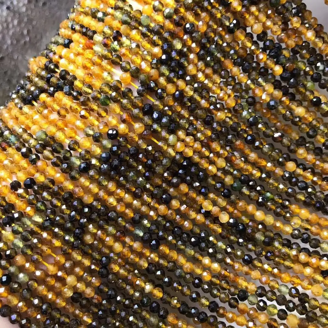 

Градиентные желтые градиентные турмалиновые Круглые граненые бусины 2/3/4 мм натуральные 38 см для изготовления ювелирных изделий ожерелья FPPJ оптовая продажа