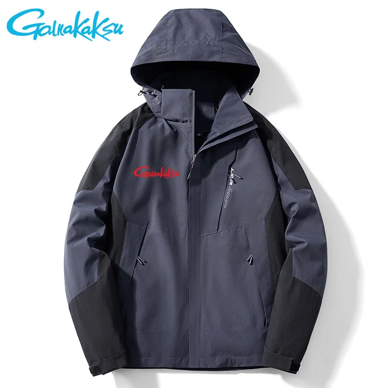 Spring Autumn Men's Removable Cap Breathable Hiking Rushing Jacket Windbreaker Outdoor Fishing Waterproof Clothing