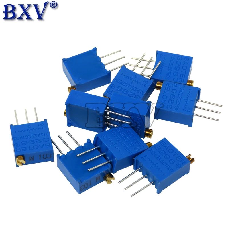 3296W 1K 2K 5K 10K 20K 50K 100K 200K 500K 1M 50 100 200 500 Ohm Multiturn Trimmer Potentiometer High Precision Variable Resistor Multiturn Potentiometer Trimmer Potentiometer