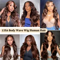 Perruque Lace Front 13x6 en Cheveux Humains, Ondulations Profondes Marron Chocolat, Ondulations d'Eau, Densité 250%, Bouclée, Pré-épilée 6