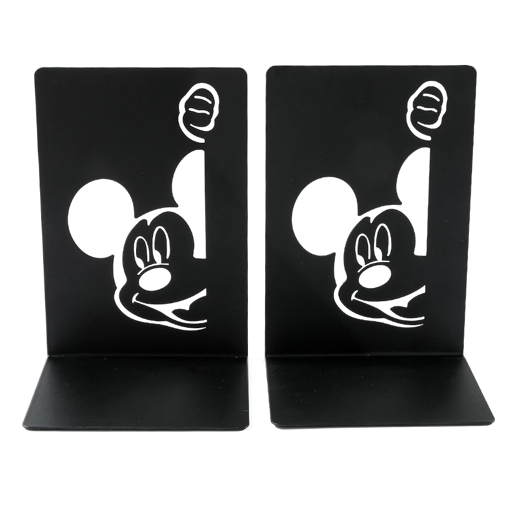 Anime Disney Mickey Bookends 2Pcs Non-slip Metal Bookends Fans Collection Office Bookends Organise Desktop book organizer,book holder,book stand
