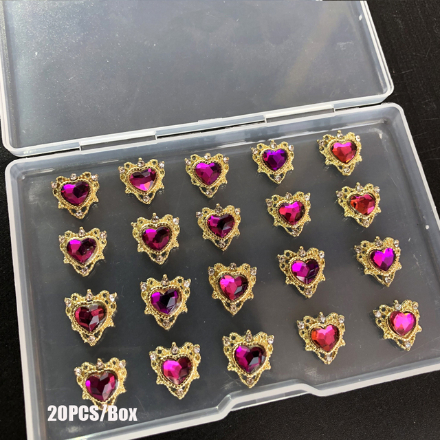 Box Red Nail Cherry Charms 3D Nail Rhinestones Mix Shape Nail Studs Shiny Nail Rhinestone Cute Glitter Nail Accessories Gems