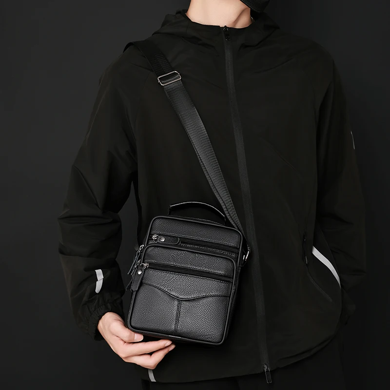 Men's ultra-fine fiber leather shoulder bag, basic style, suitable for daily commuting - adjustable shoulder strap, - business c