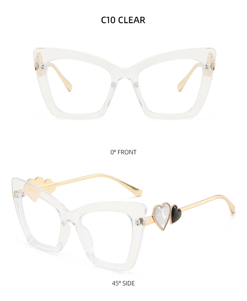 Übergroße Cat Eye Herz Anti Blaues Licht Brille Frauen Vintage Gradient Lens Computer Gaming – Detail 16