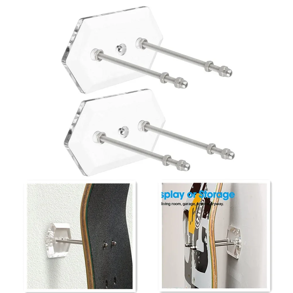 Skateboard Display Rack Acrylic Wall Stand Fixed Mount Indoor Storage No Punching Bracket Quick Installa 1Pc