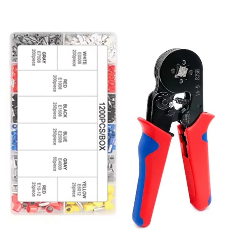Rohr Terminal Crimpen Zangen HSC8 6-4 Crimper Draht Mini Ferrule Crimper Werkzeuge Haushalt Elektrische Kit Mit 1200 stücke Terminal