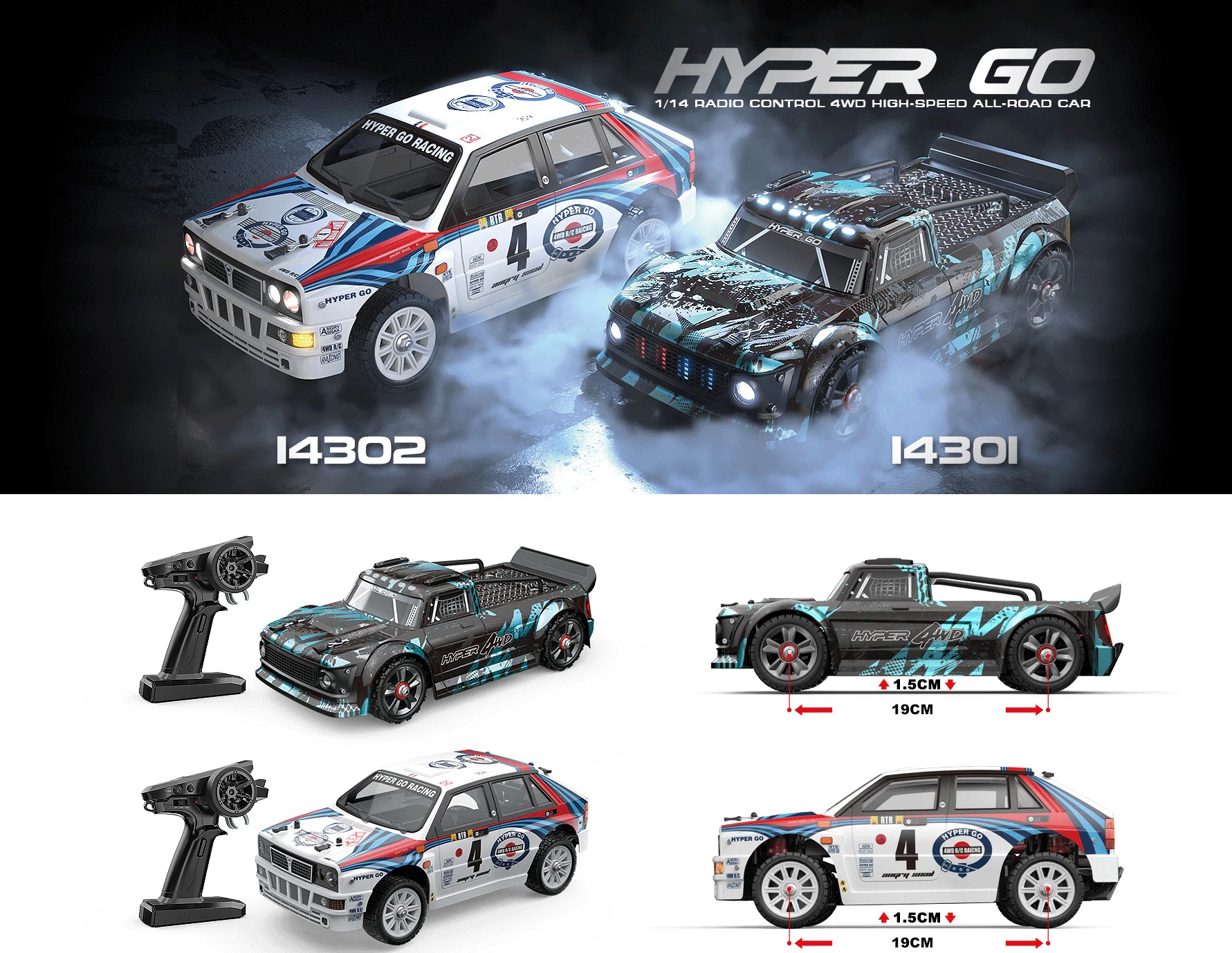 2.4g 귯ø  ڵ 1/14  14301/14302, 4wd  ε  ڵ , ҳ  ũ 峭  