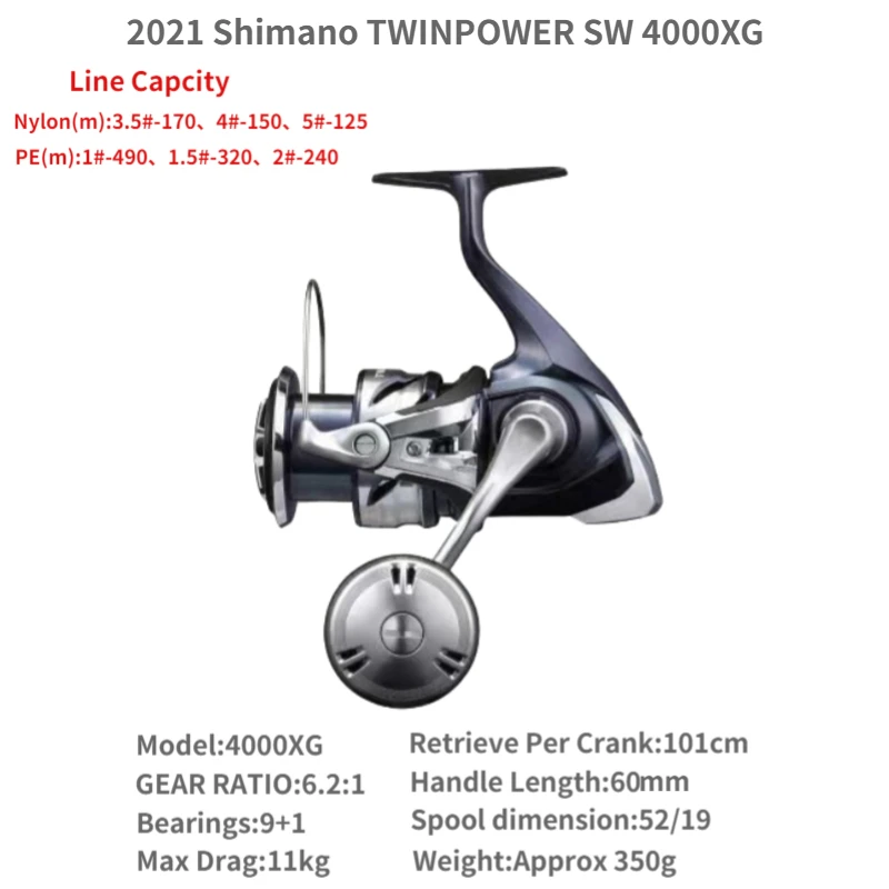 2021 Orginal SHIMANO TWINPOWER SW 4000XG 5000HG 6000PG 10000PG 10+1 BB  Infinity Drive Saltwater Spinning Fishing Reel