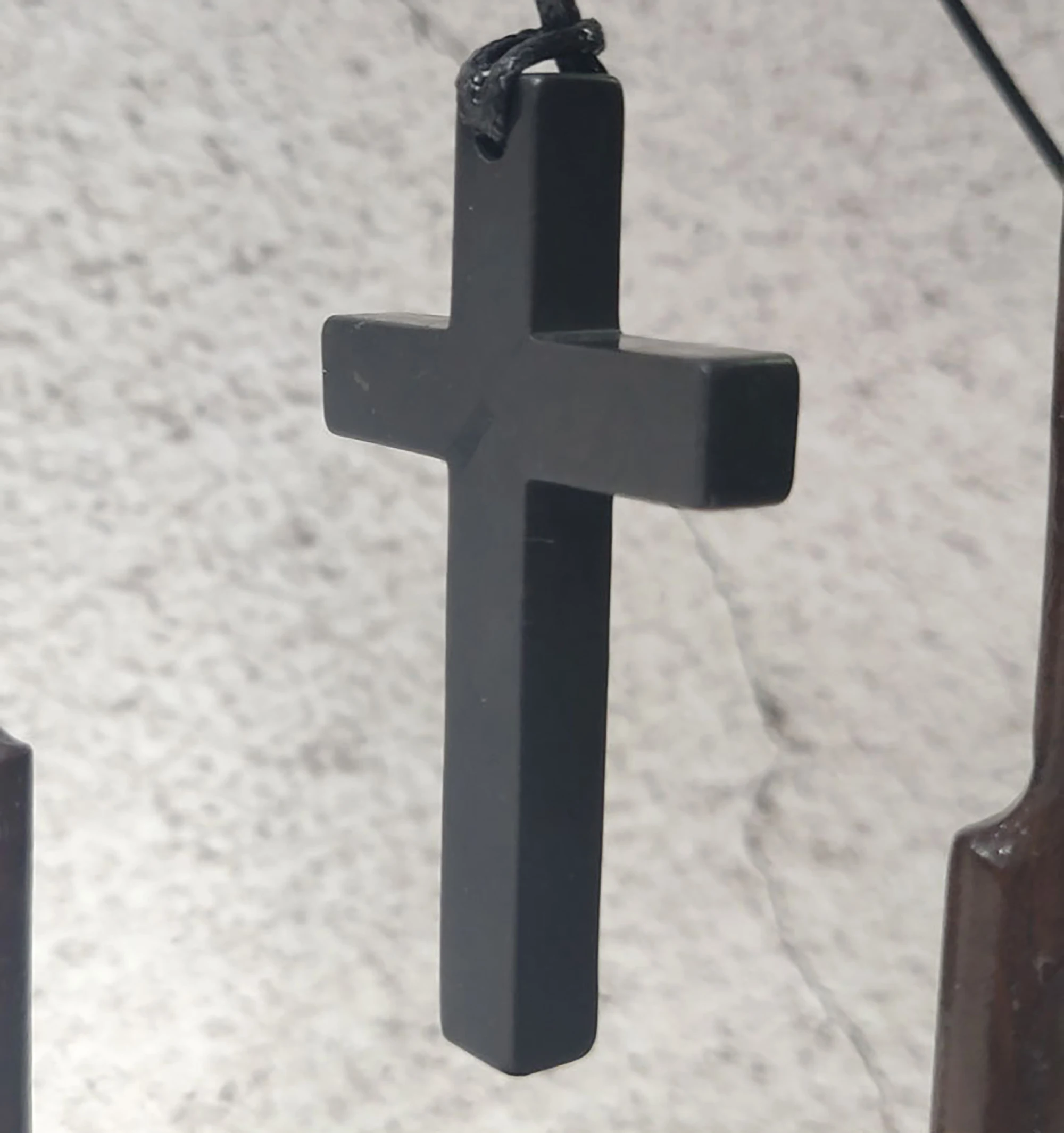 Karelian Heritage Shungite Cross Pendant, Natural Stone Jewelry Accessory for EMF Protection, Real Shungite Black Stone