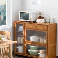 Compact Kitchen Bamboo Cabinet Kichen Set Units Furniture Cabinets Pantry Storage Hutch Alacena Cupboard Unit Metal Gabinet Sink 2
