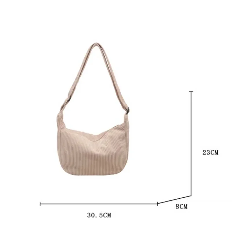 Casual Light Corduroy Hobos Shoulder Bags for Women Simple Solid Color Ladies Crossbody Bag Fashion Female Travel Handbags Tote