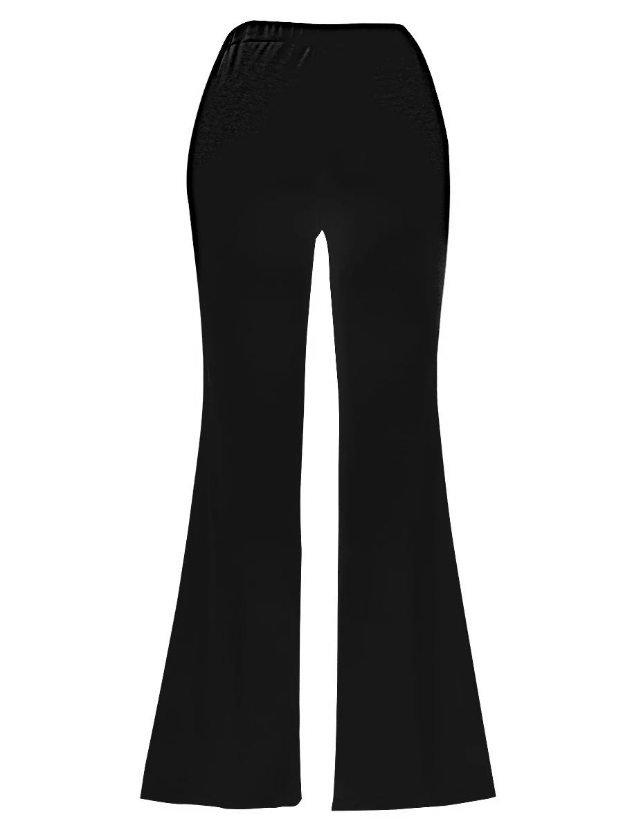 Plus Size High Waist Flared Stretchy Pants Women¡¯s Solid Color Full Length Trousers Casual Home Style