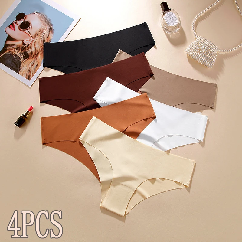 4 pezzi di slip da donna senza cuciture, sexy, semi-avvolgenti sui fianchi, sportivi, traspiranti, a vita bassa, per donna