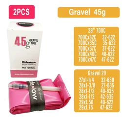 Ultralight TPU Bicycle Inner Tube with French Valve for 45mm with Patch kit (2PCS Gravel 45g)