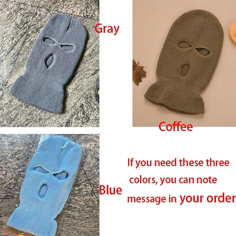 Three-hole knitted Hat Men Women Outdoor Face Mask Warm Hood