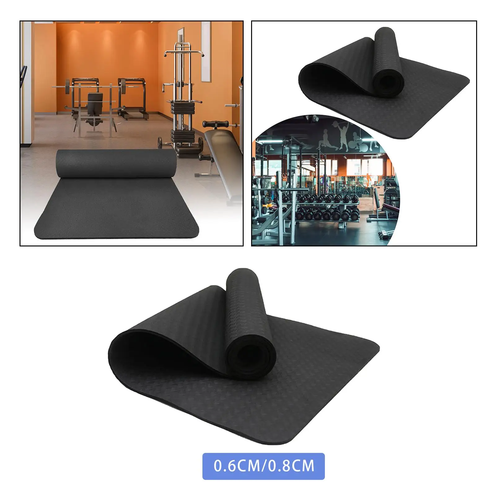 Yoga Mat Black for Men Women Anti Tear Nonslip Fitness Mat Pilates Mat for Fitness Workouts Stretching Household Home Yoga Floor