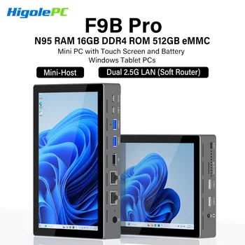 Higole F9B Pro 7'' Mini PC Intel N95 Windows 11 WiFi5 16G 512G 5000mAh Dual 2.5G LAN SIM Slot Laptop Desktop PC Mini Computer