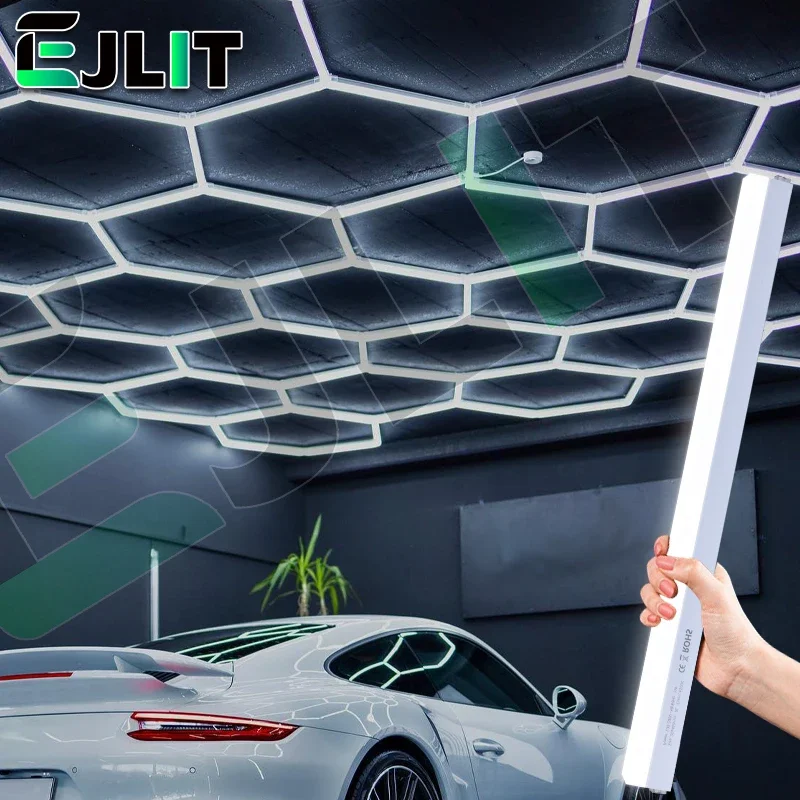 2-Year Warranty Honeycomb LED Car Detailing Ceiling Light Customized DIY Kit Hexagon Light for Car Showroom 4S Workshop Dropship