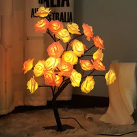 ins Decorative Table Lamp Maple Leaf Cherry Blossom Roses 24 LED Night Light USB Port Christmas