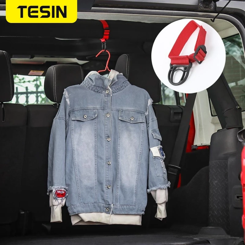 TESIN Car Coat Hook Hallstand Clothes Trees Rack Clothing Hat Coat stand For Jeep Wrangler TJ JK JL Gladiator JT Car Accessories