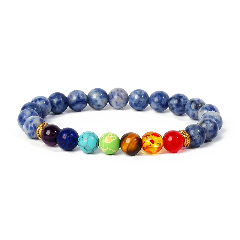 7 Chakra Diffuser Bracelets Men Women Natural Lava Stone Crystal Healing Anxiety Jewelry Mandala Yoga Meditation Bracelet Gift