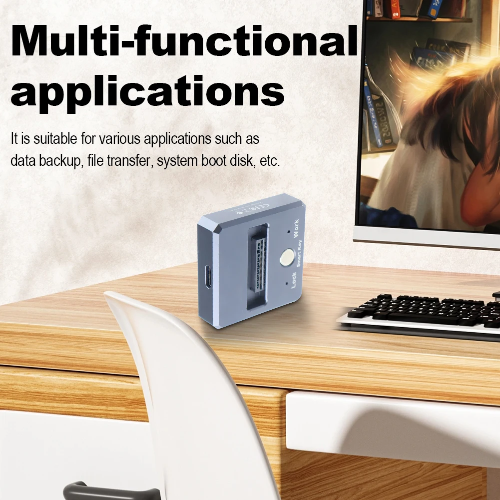 SSD 도킹 스테이션 캐디 박스 베이스 어댑터, C타입 M.2 NVME/SATA SSD 외부 인클로저, 모바일 하드 드라이브 베이스 M 키, 1000 MB/s