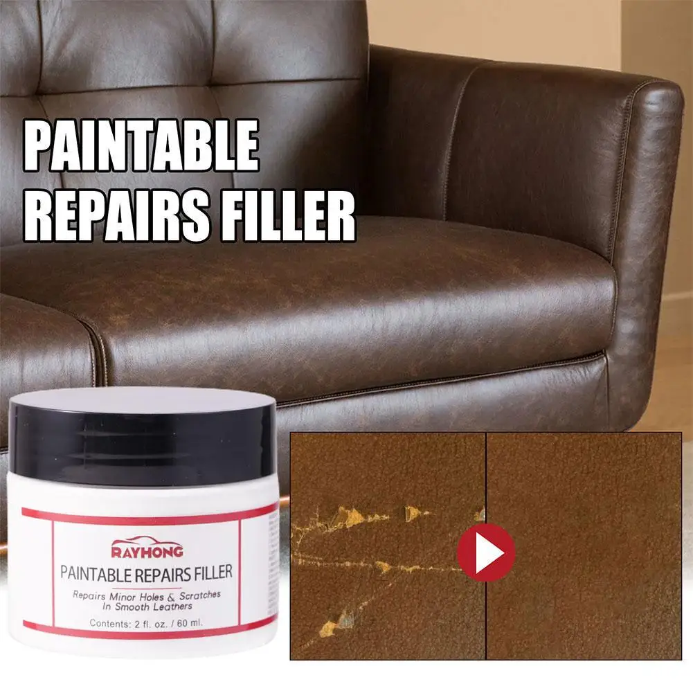 60ml Car Home Leather Filler Repair Cream Leather Filling Paste Holes Burns Tears, Crack Restoration Filler Refurbi P6F5 leather filler paste,leather repair paste