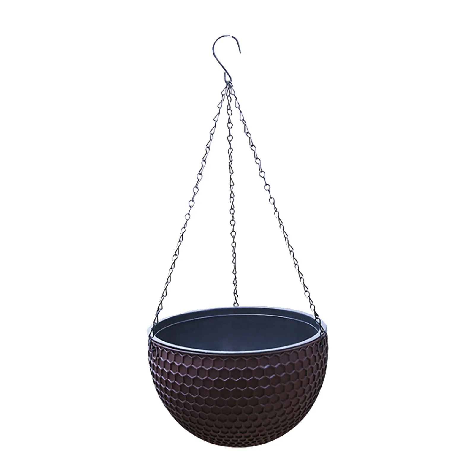 Hanging Basket Planter Round Gardening Premium Plastic Brown Pot Drainer Chain Hanging Flowers Pot Indoor Gift Items flower pot,plant hanger,hanging basket organizer