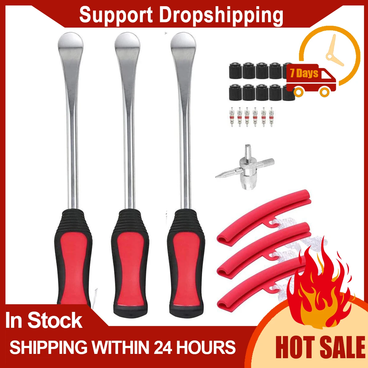 1 Set Of Tire Spoon Levers 45 Chrome Vanadium Steel 11 Inch Tire Lever