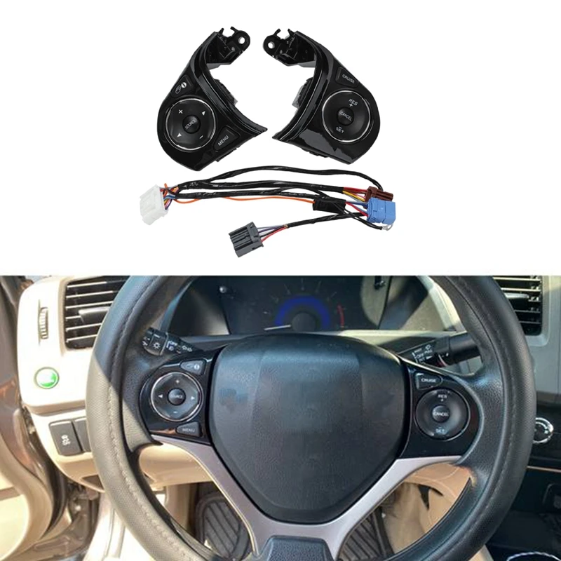 

Car Multifunction Steering Wheel Control Switch Cruise Button Replacement For Honda Civic 1.8L 2012-2015 35880-TR6-A01