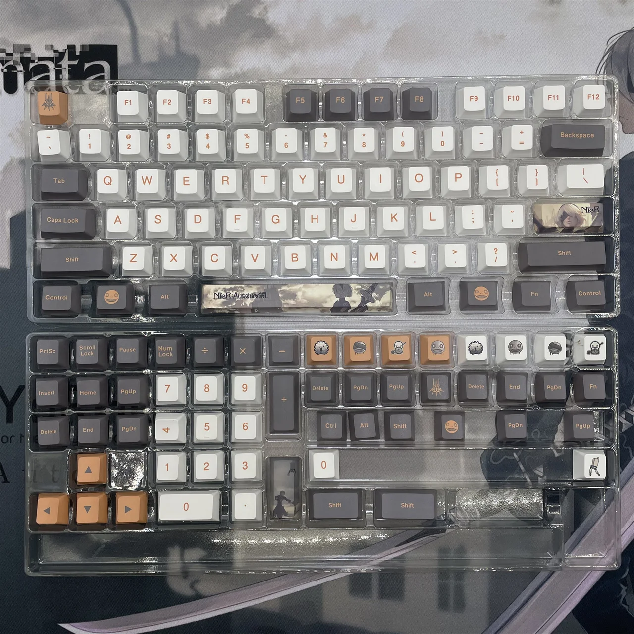 Nier Automata Teclado Mecânico 2b 128 Key Cap Pbt Dye Sublimação Cherry mx Interruptor do Eixo Cruz Capa Keycap Presente - Imagem 3