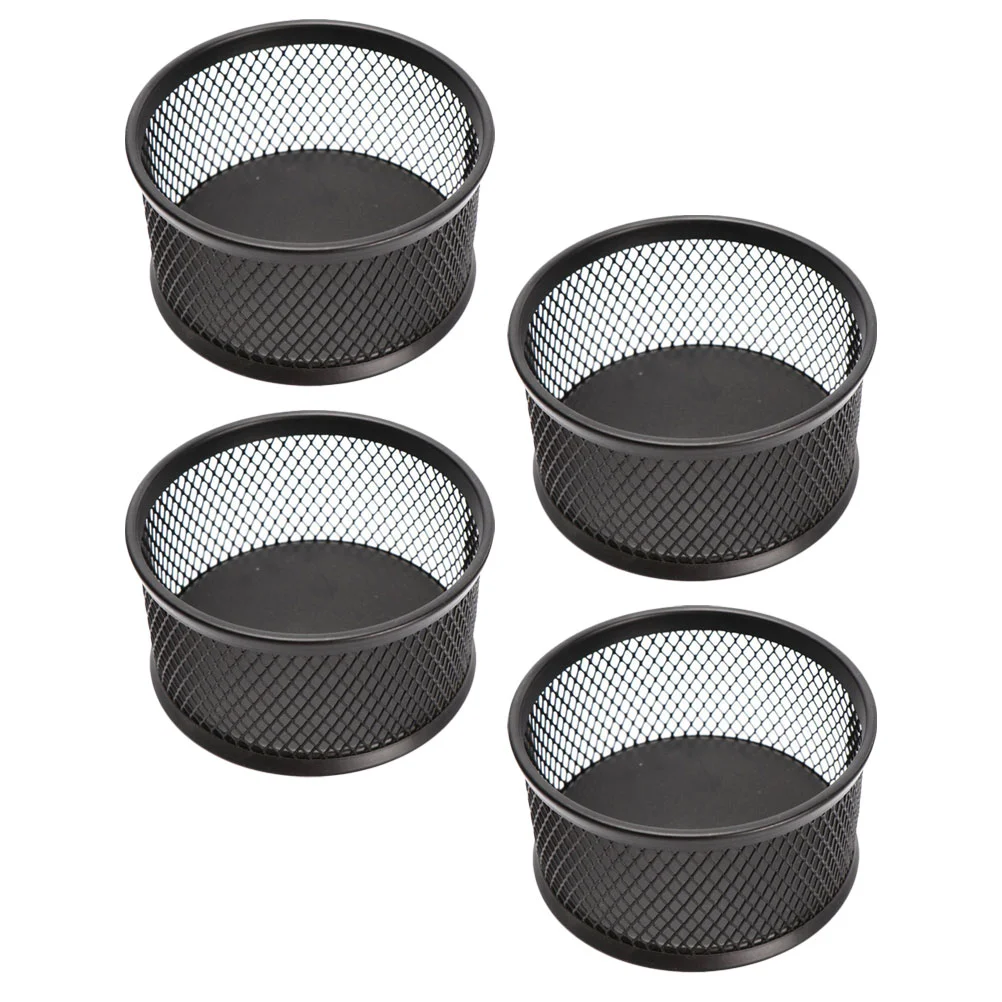 

4 PCS Paper Clip Storage Bucket Black Metal Desk Paperclip Container Cup Organizer Iron Mesh Dispenser Office Binder Holder