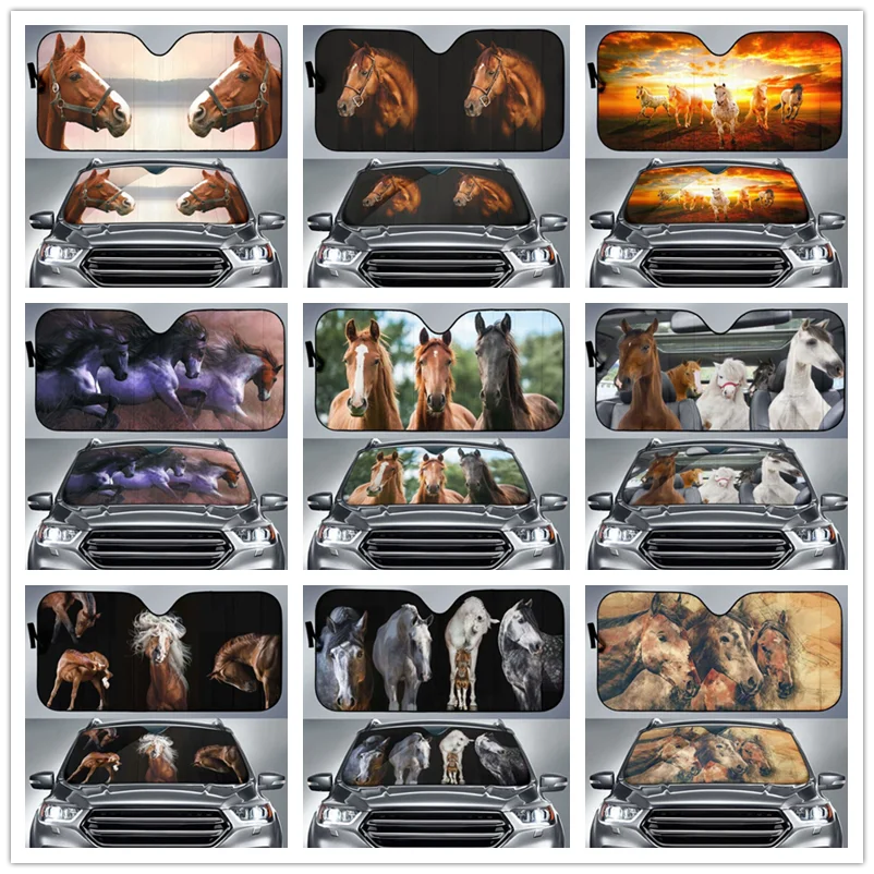 

Amazing Beautiful Horse Car Windshield Sun Shade - Blocks UV Rays Sun Visor Protector Sunshade To Keep Your Vehicle Cool