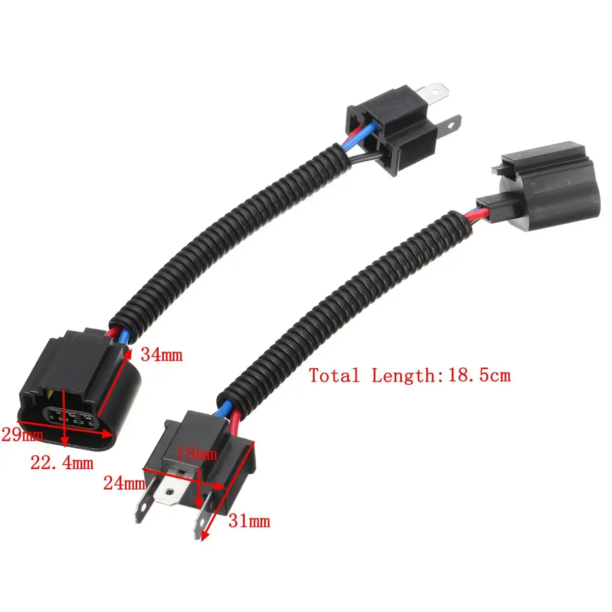 Pair LED Headlight H4 9003 Male to H13 9008 Female Socket Plug Connector Adapters Wire Harness For Ford/Dodge