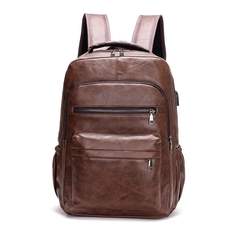 Vintage Laptop Computer Backpack Leather Daypack Casual Bookbag Travel Backpack For College Office School Stylish Shoulder Bag
